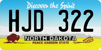 ND license plate HJD322