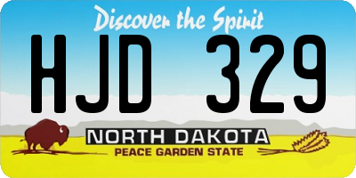 ND license plate HJD329
