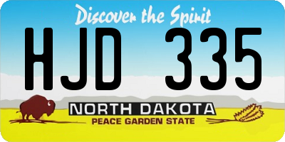 ND license plate HJD335