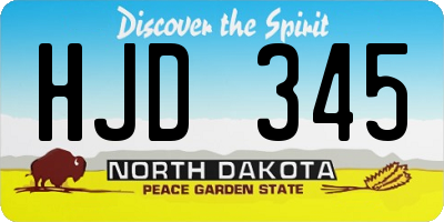 ND license plate HJD345