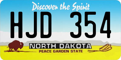 ND license plate HJD354