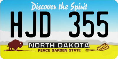 ND license plate HJD355