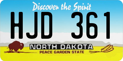 ND license plate HJD361