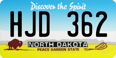 ND license plate HJD362