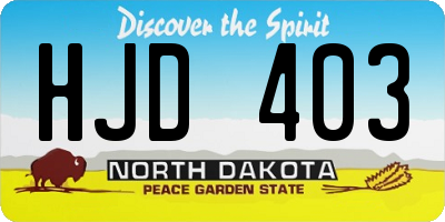 ND license plate HJD403