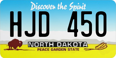 ND license plate HJD450