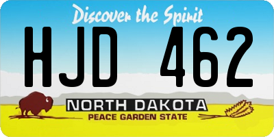 ND license plate HJD462