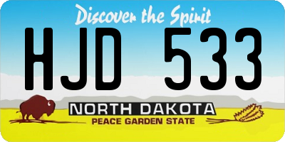 ND license plate HJD533