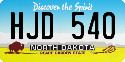 ND license plate HJD540