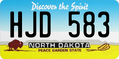 ND license plate HJD583