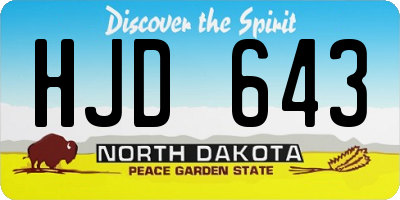 ND license plate HJD643