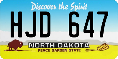 ND license plate HJD647