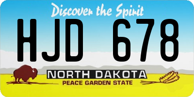 ND license plate HJD678
