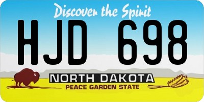 ND license plate HJD698