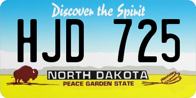 ND license plate HJD725