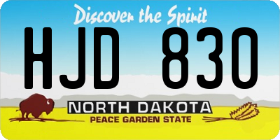 ND license plate HJD830