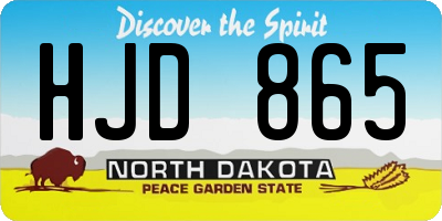 ND license plate HJD865