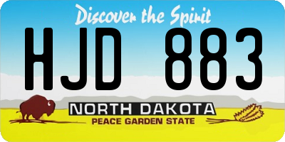 ND license plate HJD883