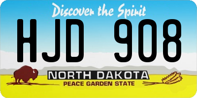 ND license plate HJD908