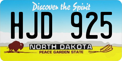 ND license plate HJD925