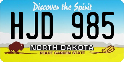 ND license plate HJD985