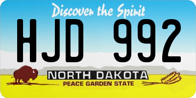 ND license plate HJD992