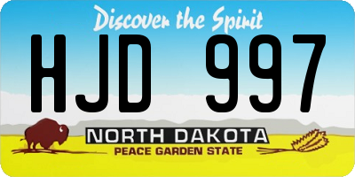 ND license plate HJD997