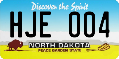 ND license plate HJE004