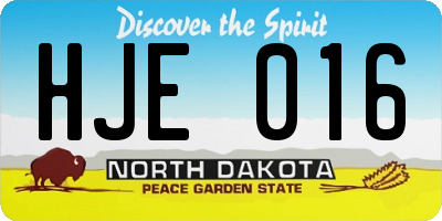 ND license plate HJE016