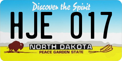 ND license plate HJE017