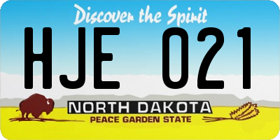 ND license plate HJE021