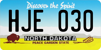 ND license plate HJE030