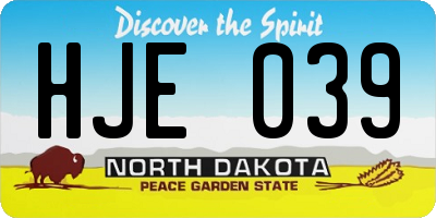 ND license plate HJE039