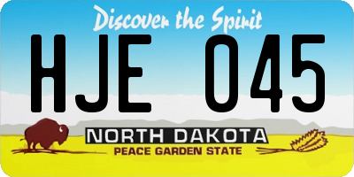 ND license plate HJE045