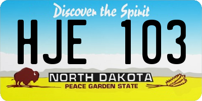 ND license plate HJE103