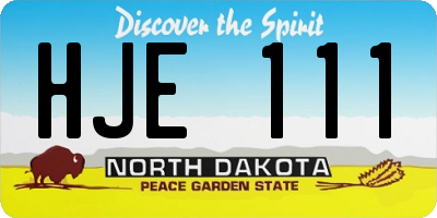 ND license plate HJE111