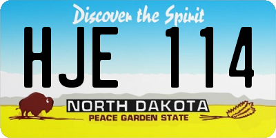 ND license plate HJE114