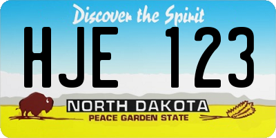 ND license plate HJE123