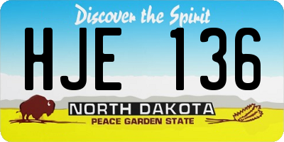 ND license plate HJE136