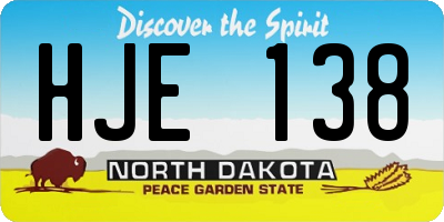 ND license plate HJE138