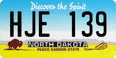ND license plate HJE139