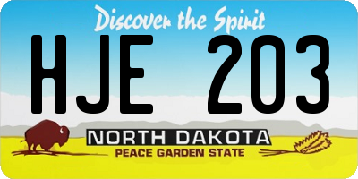 ND license plate HJE203