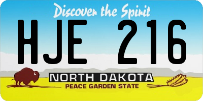 ND license plate HJE216