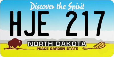 ND license plate HJE217