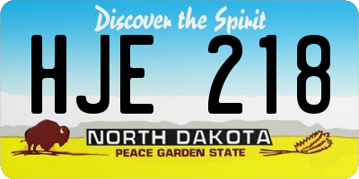 ND license plate HJE218