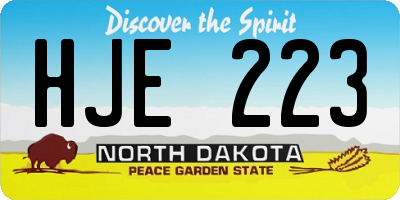 ND license plate HJE223