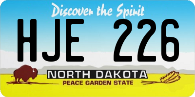 ND license plate HJE226