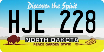 ND license plate HJE228