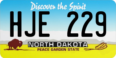 ND license plate HJE229