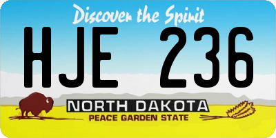 ND license plate HJE236